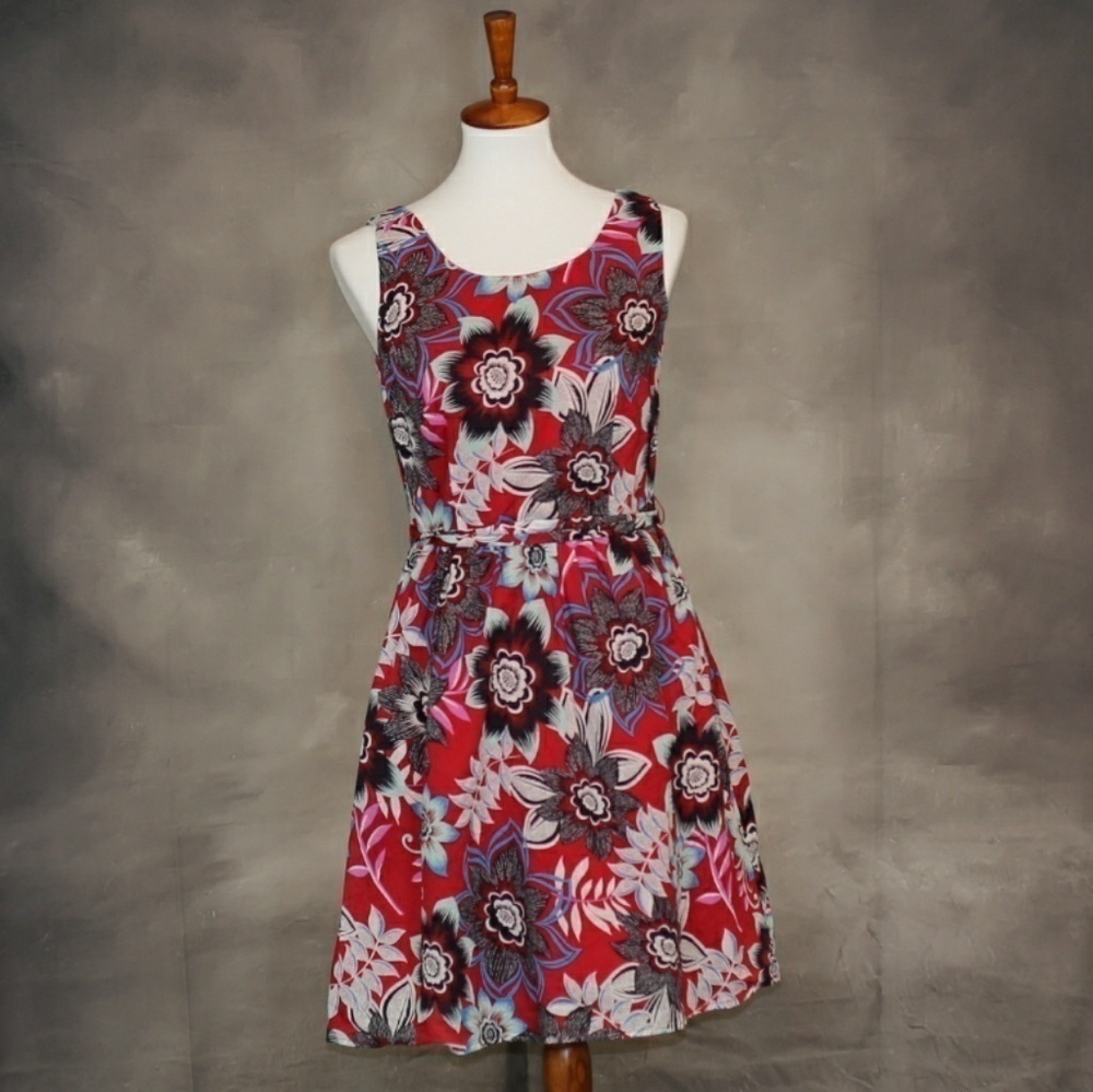 Talbots 100% cotton red floral sundress 6P